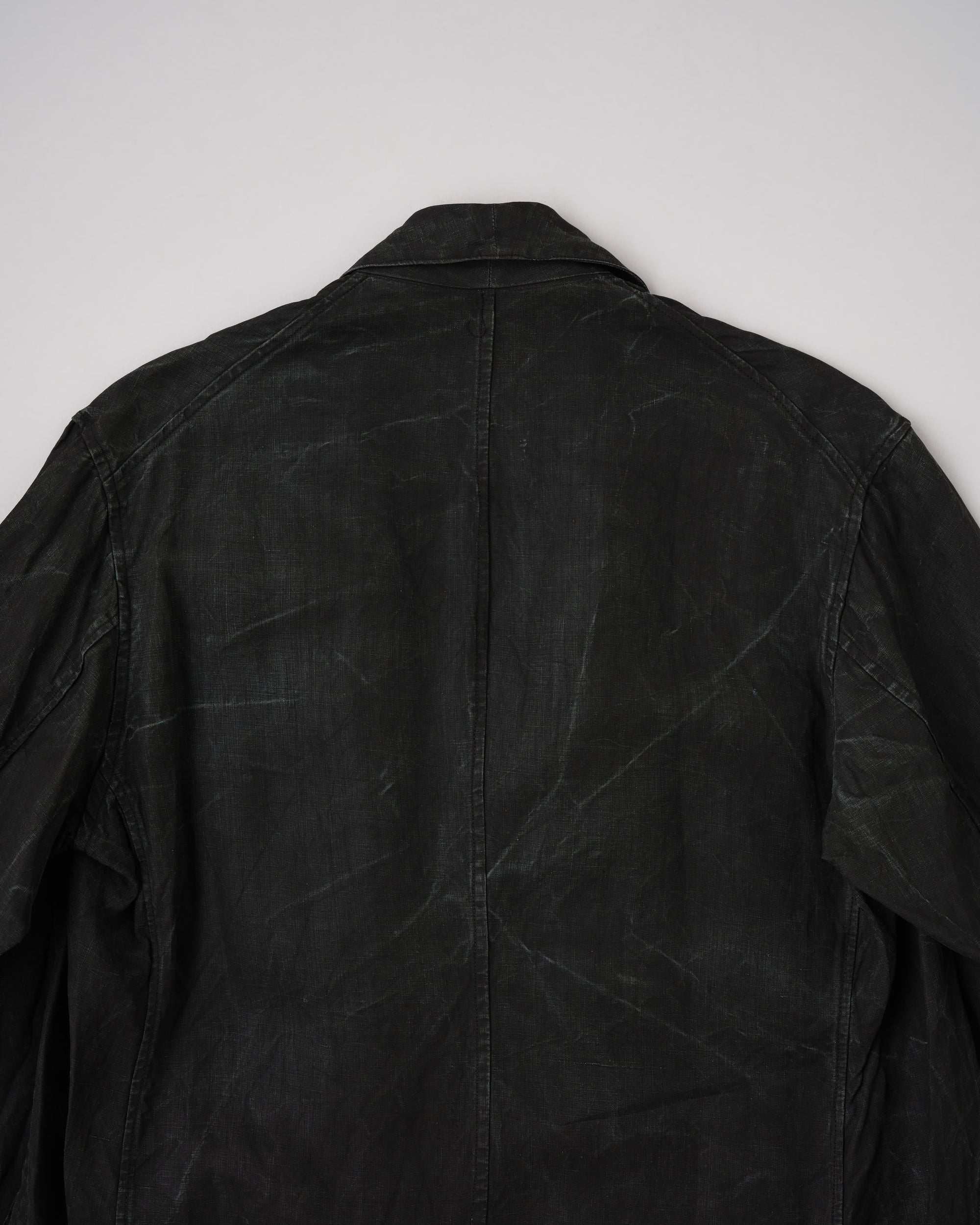 [~40’s] French Vintage Black Indigo Linen Maquignon Coat