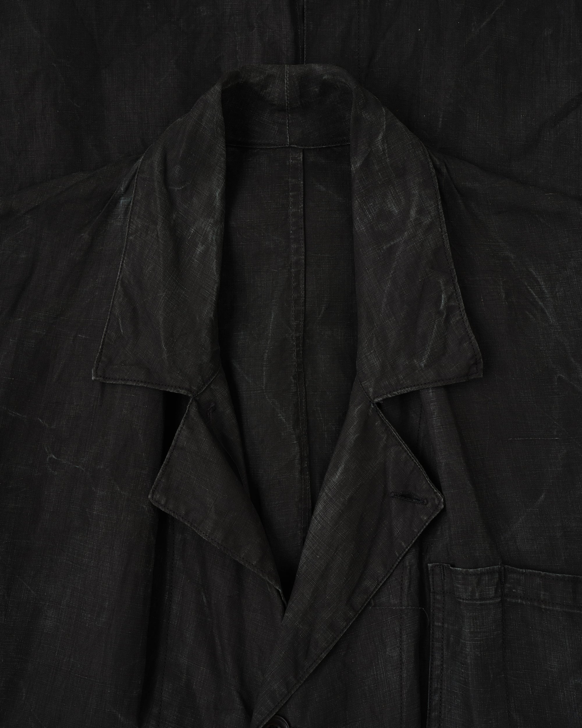 [~40’s] French Vintage Black Indigo Linen Maquignon Coat