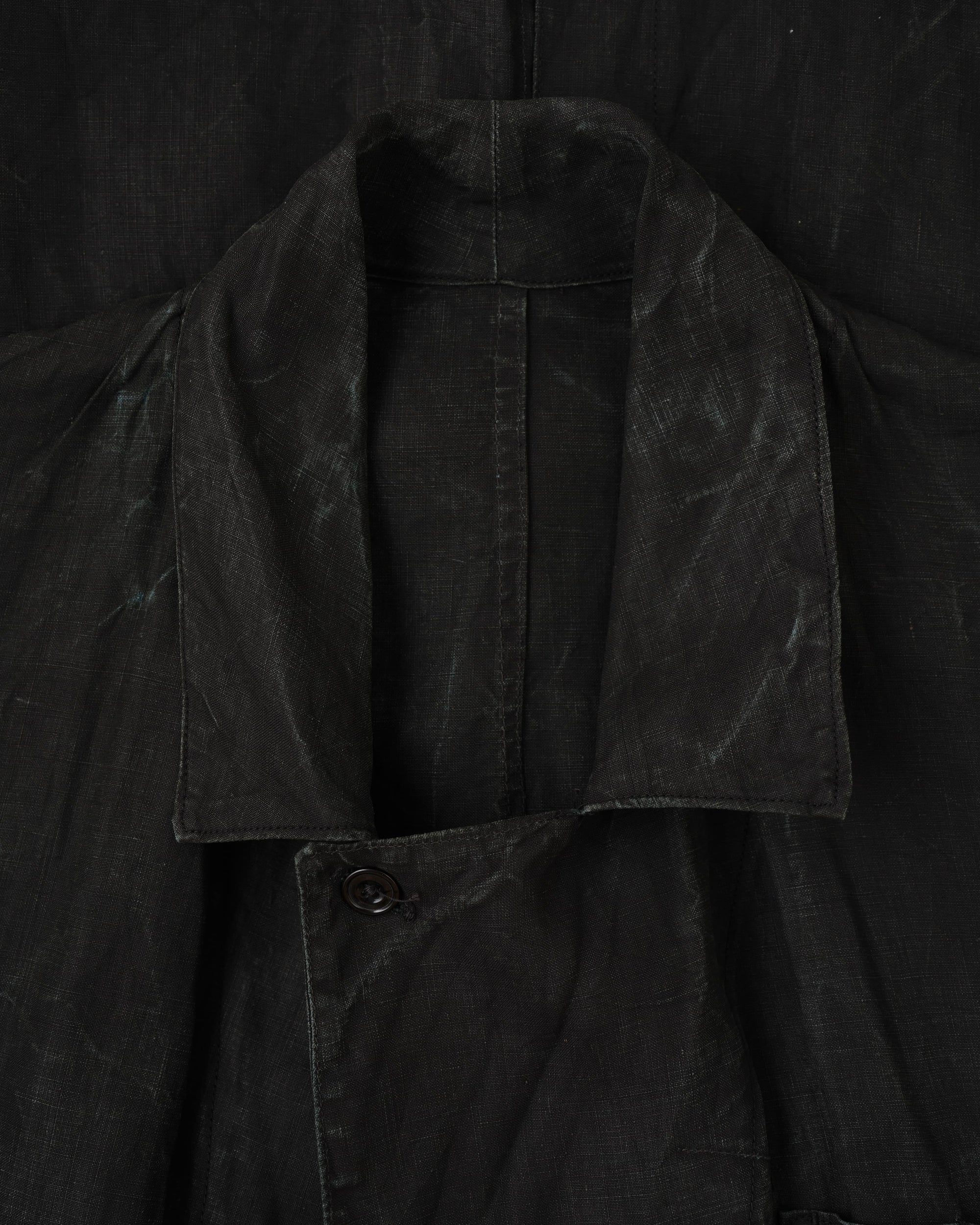[~40’s] French Vintage Black Indigo Linen Maquignon Coat