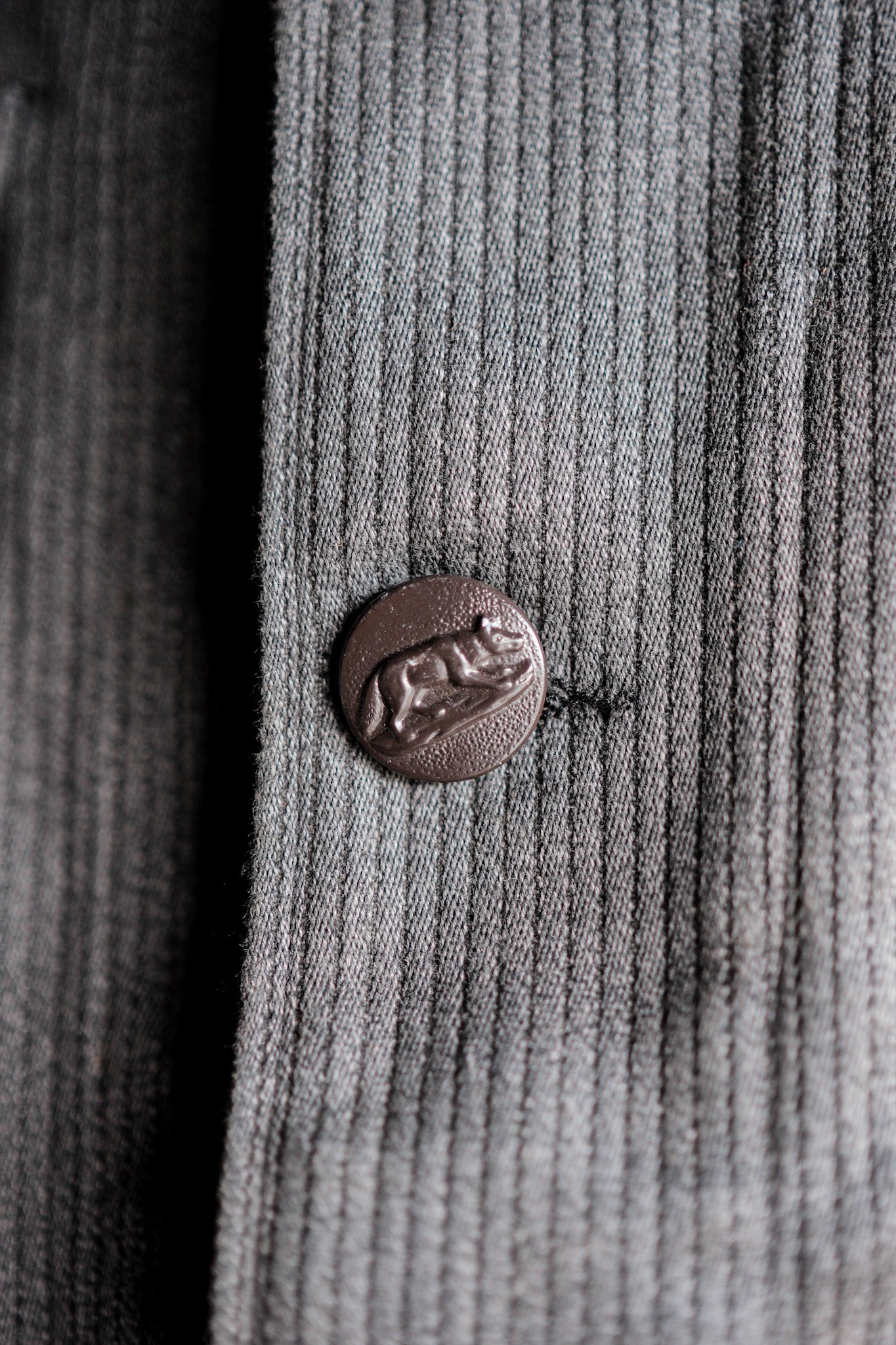 ［~50's］French Vintage Gray Cotton Pique Hunting Jacket With Chin Strap "Dead Stock"