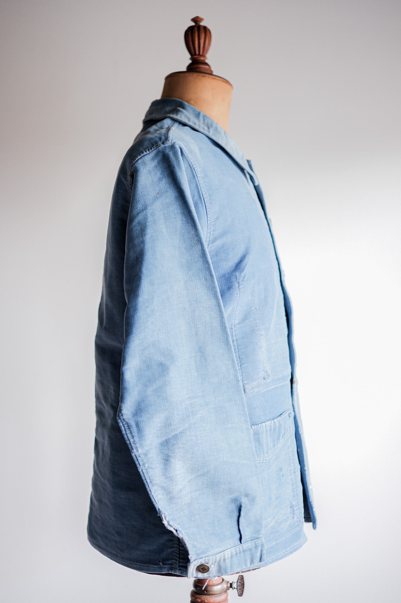 ［~40's］French Vintage Blue Moleskin Work Jacket "Le Mont St. Michel"
