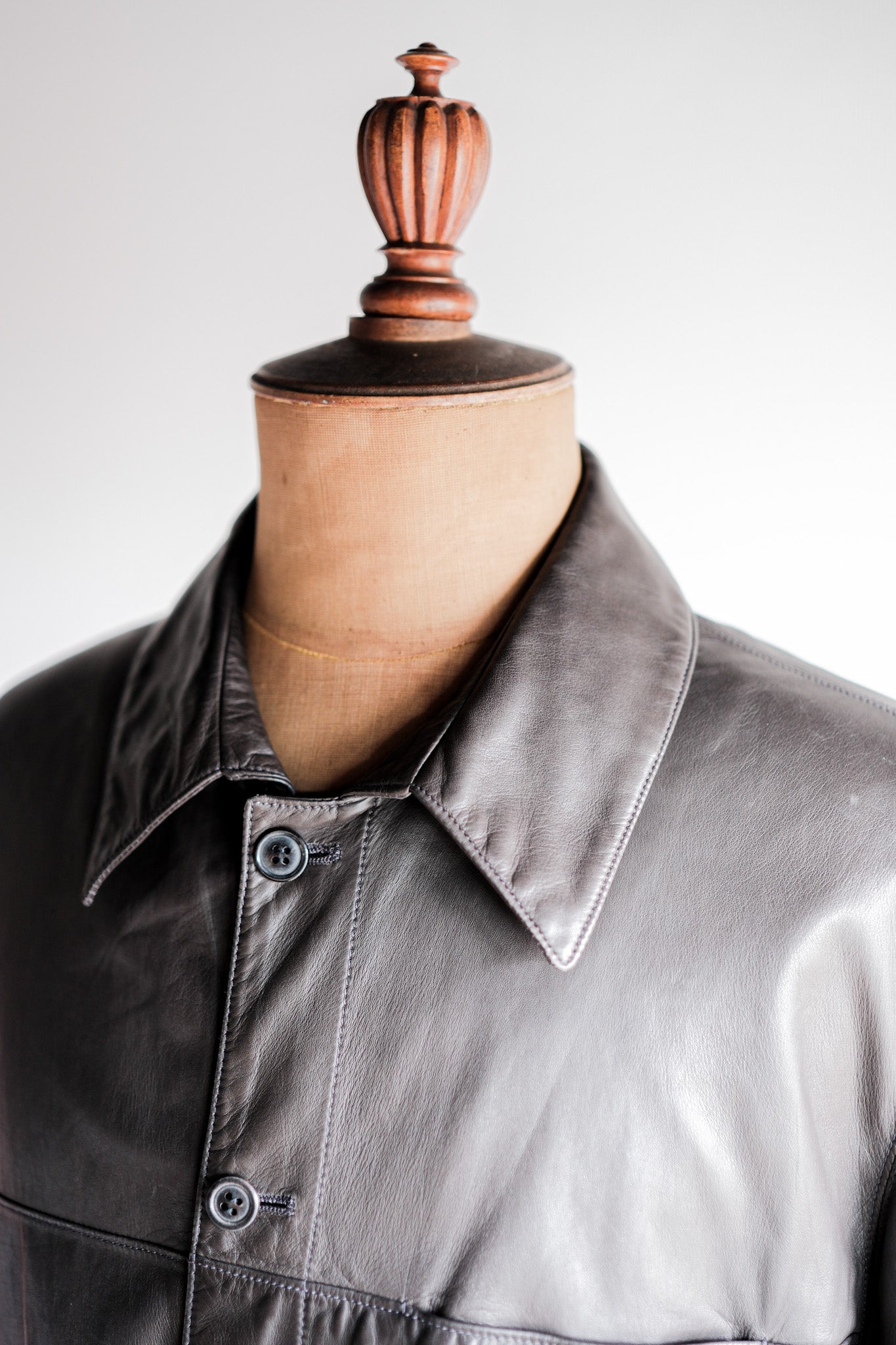 90's] Old SERAPHIN Lamb Leather Shirt Jacket Size.54