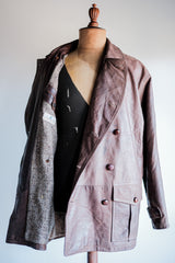 【~80's】Italian Vintage Double Breasted Leather Jacket Size.52