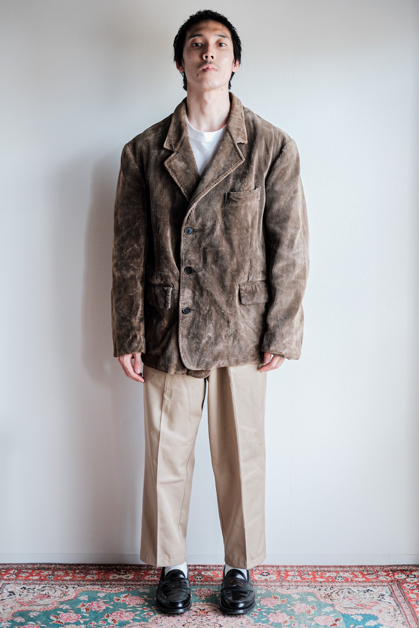 [~ 40's] French Vintage Brown Corduroy Lapel Work Jacket