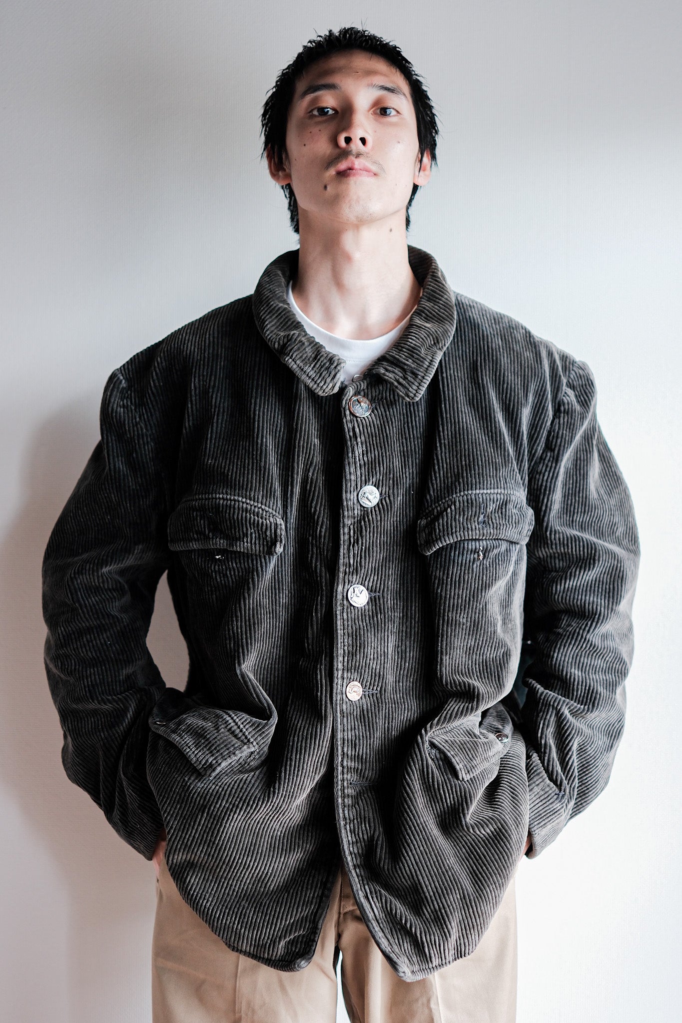 30's] French Vintage Brown Heavy Corduroy Hunting Jacket