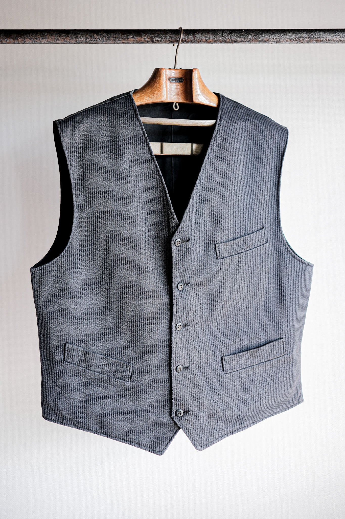 ［~60's］French Vintage Gray Cotton Pique Work Gilet