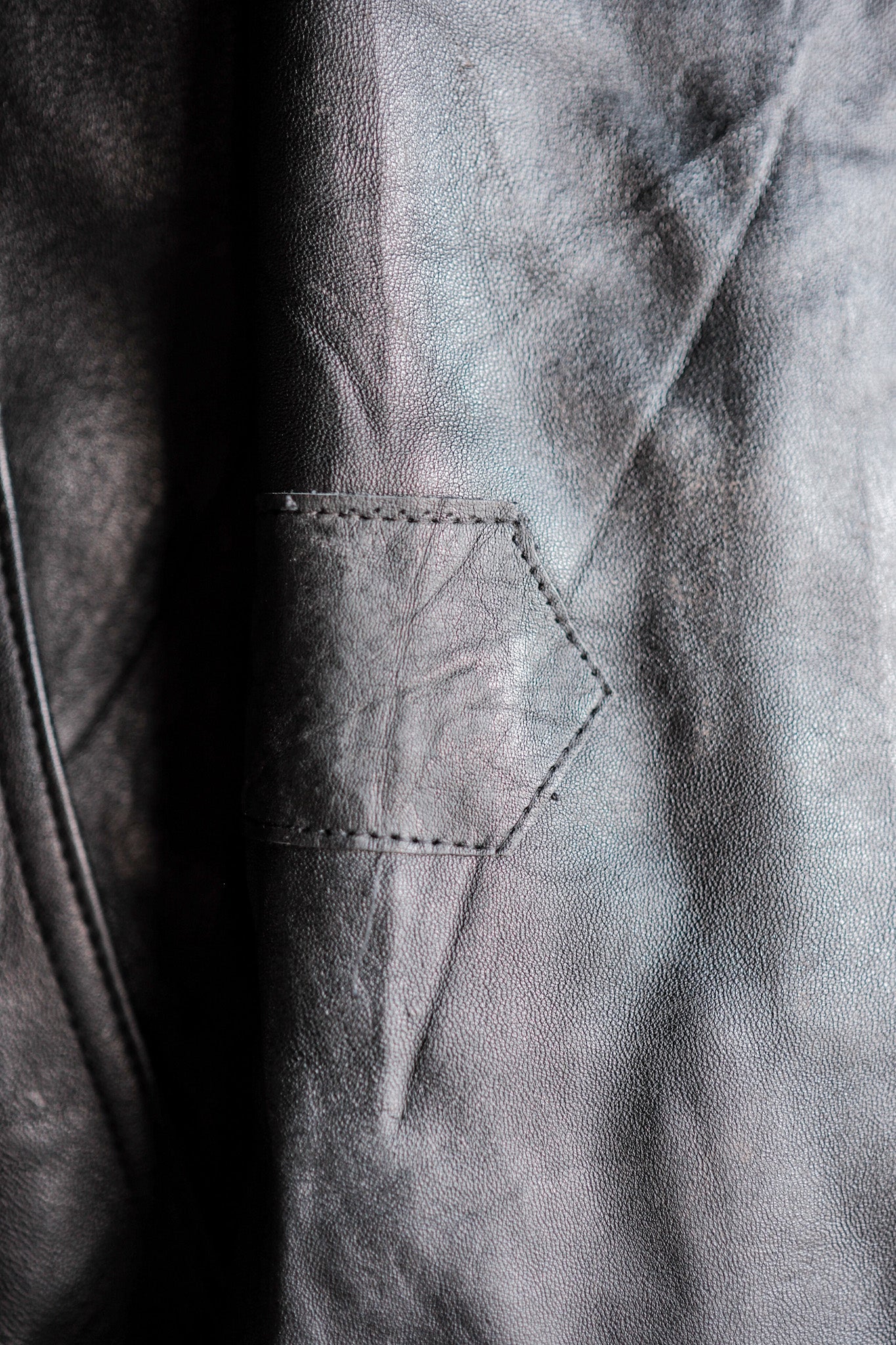 ［~60's］French Vintage Black Leather Work Jacket "Wool Collar"