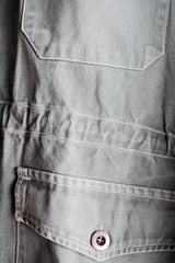 【~50's】French Vintage Green Cotton Twill 4 Pockets Work Jacket "Unusual Pattern"