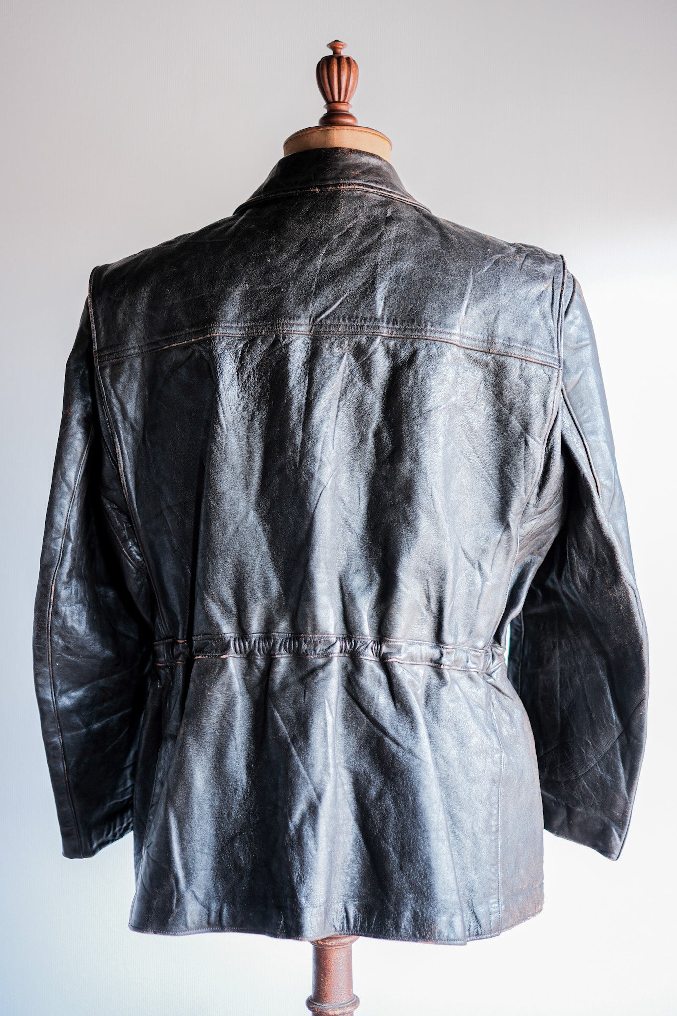 【~50's】French Vintage Cyclist Leather Jacket Size.52 "Adolphe Lafont"