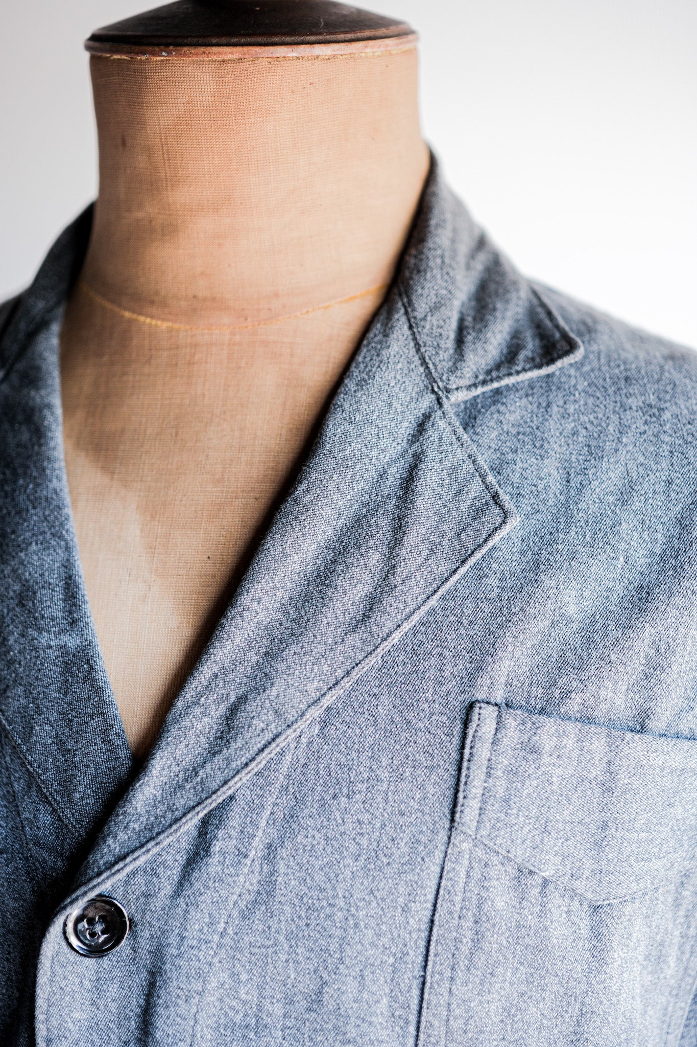 ［~40’s］French Vintage Salt & Pepper Cotton Lapel Work Jacket