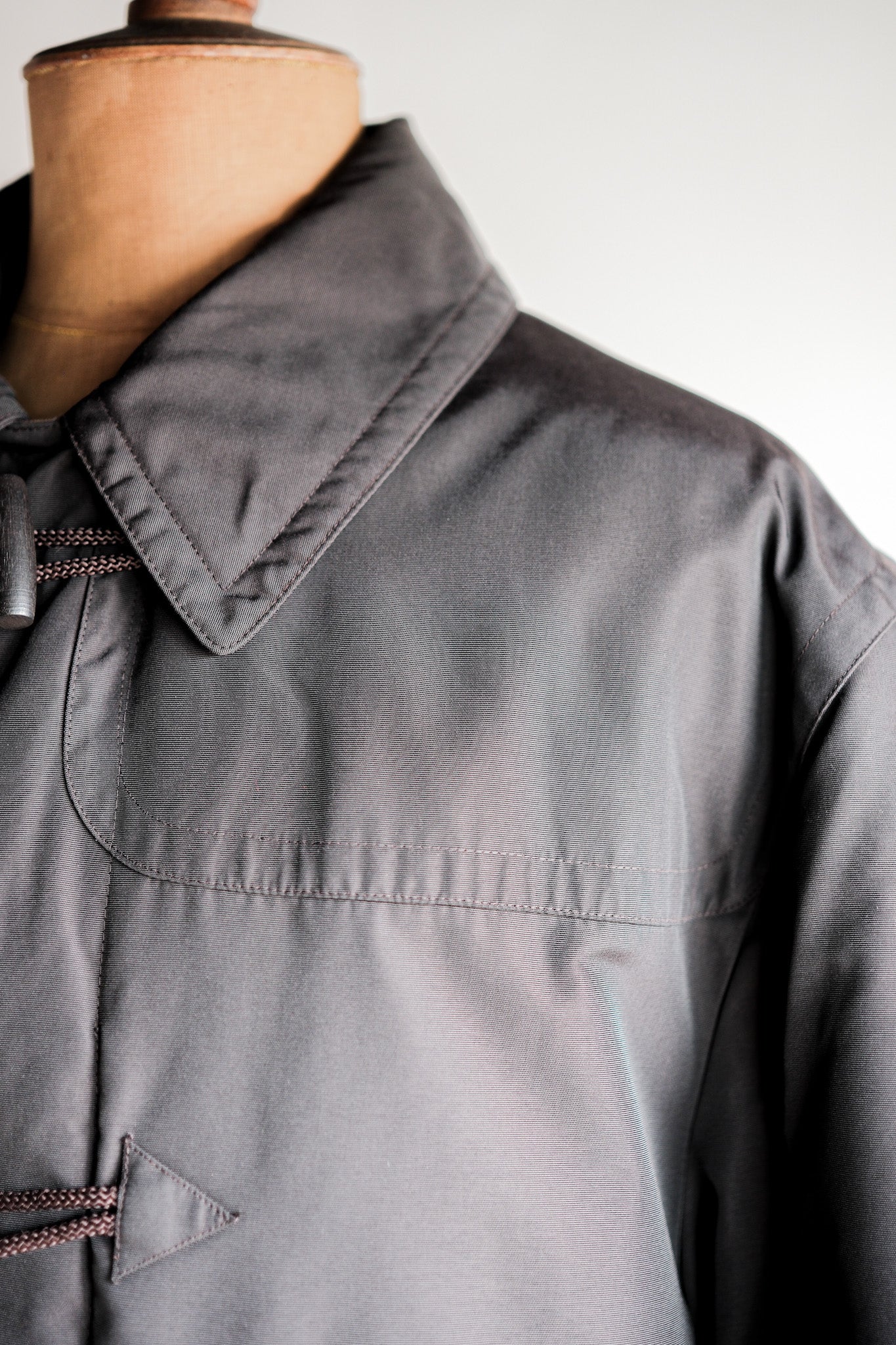 ［~90's］Old Hermès Paris Dark Brown Polyamide Duffle Coat Size.54