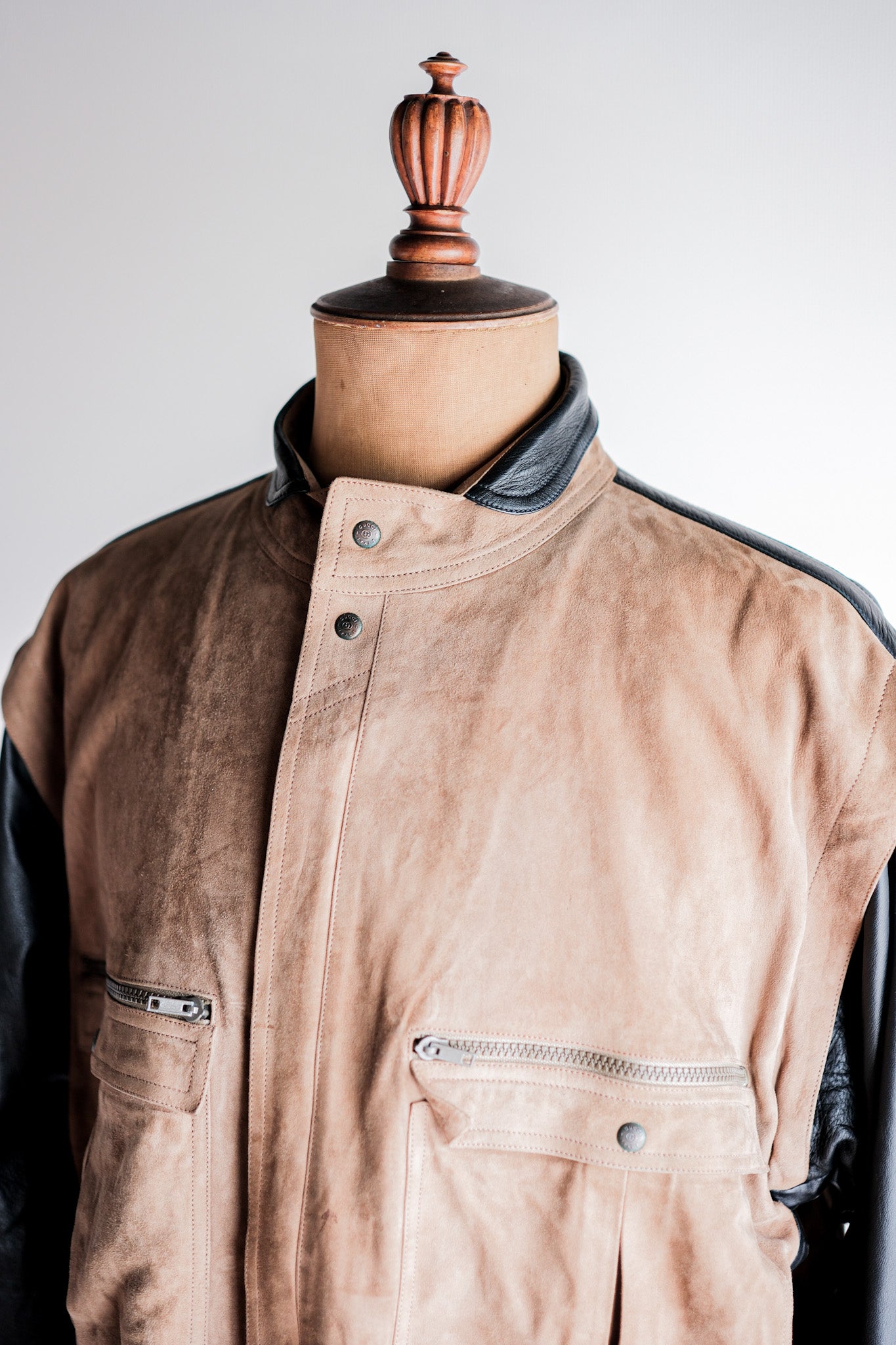 [~ 70's] Old Gucci 2 Tone Leather Veste Taille.50