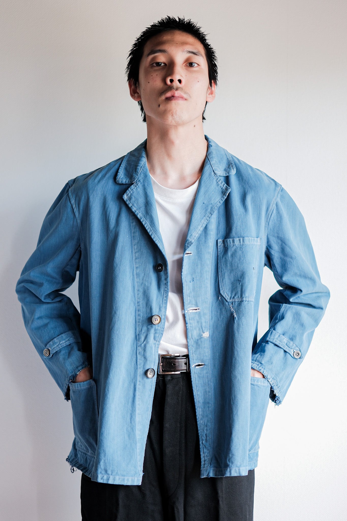 ［~40’s］French Vintage Indigo Cotton Twill Lapel Work Jacket