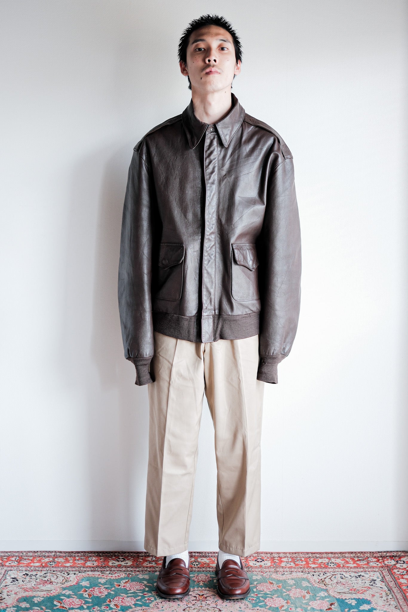 【~80's】Willis&Geiger A-2 Type Leather Flight Jacket Size.44 "Made in U.S.A."