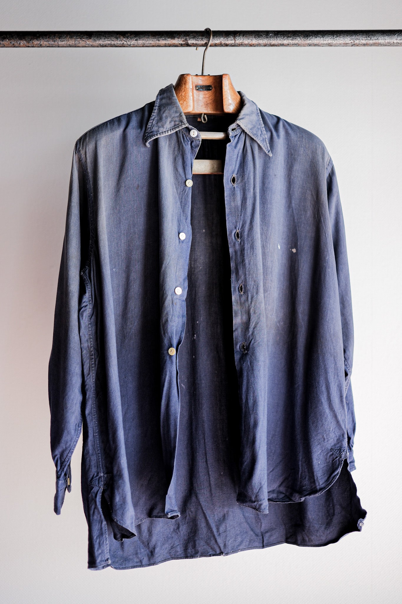 ［~40’s］French Vintage Indigo Linen Work Shirt