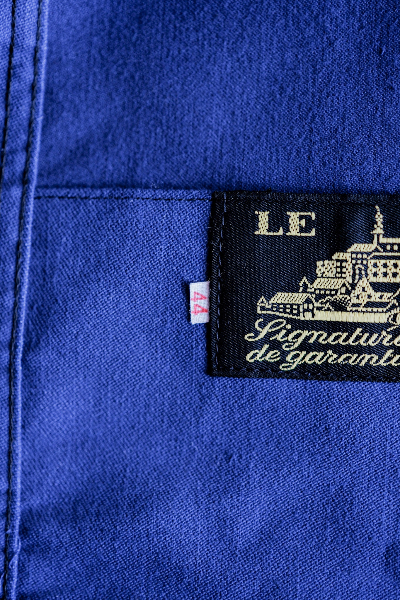 【~50’s】French Vintage Blue Moleskin Work Jacket Size.44 "Le Mont St. Michel" "Dead Stock"