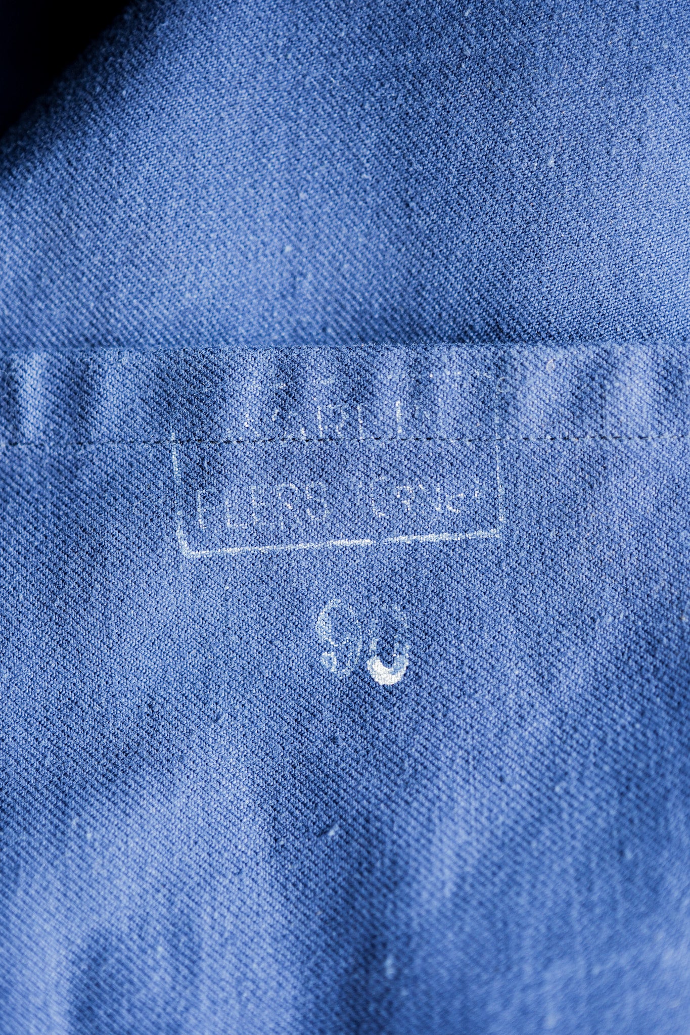 【~50's】French Army Blue Cotton Linen Twill Work Jacket