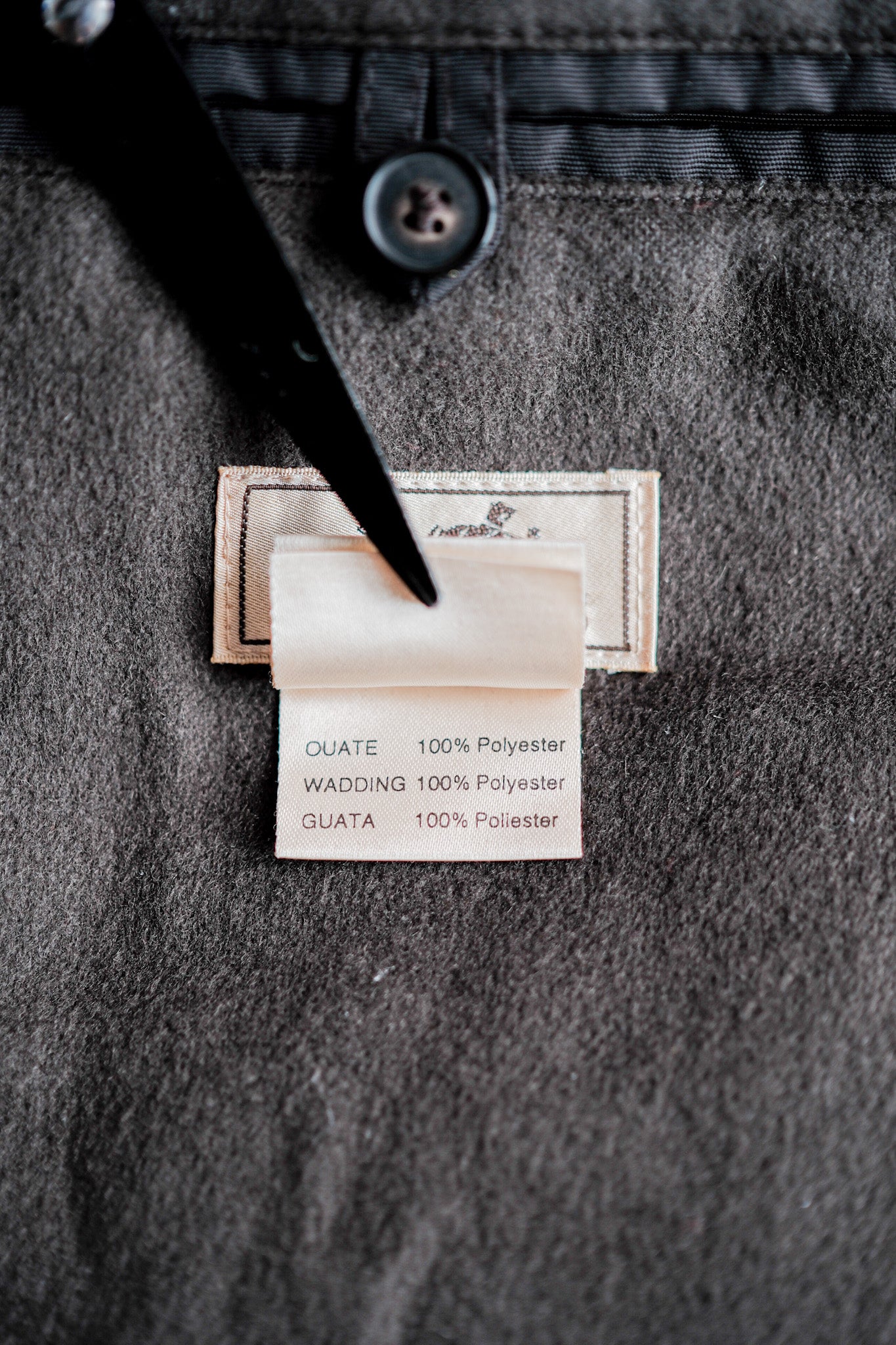 【~90's】Old Hermès Paris Dark Brown Polyamide Duffle Coat Size.54