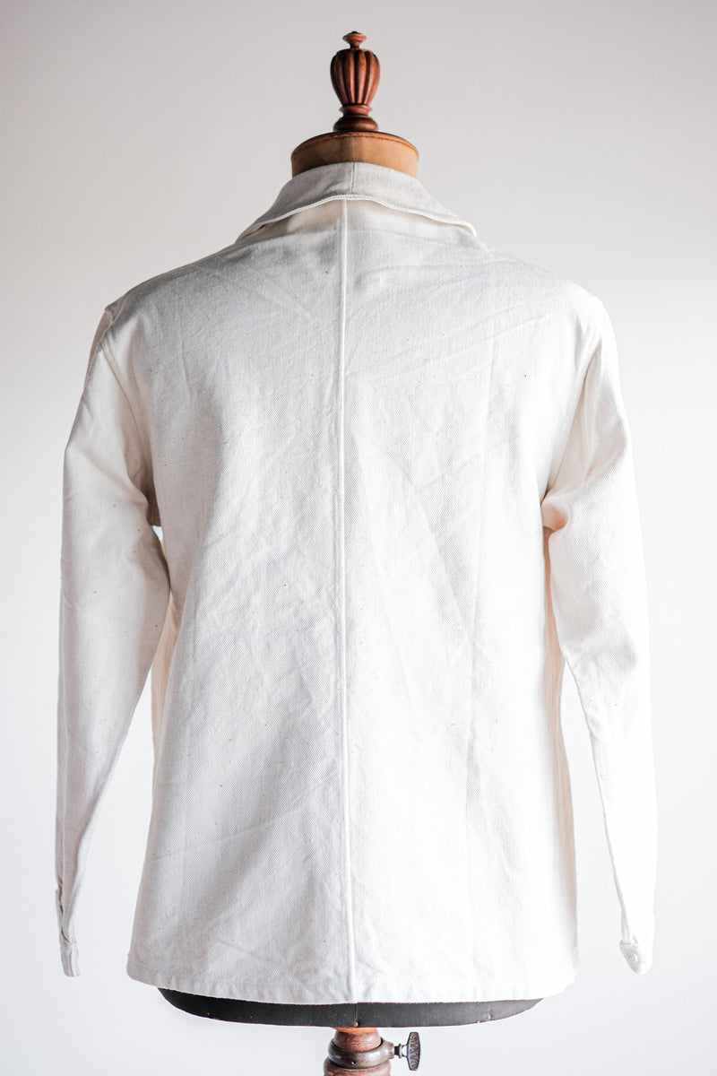 [~ 40's] ผ้าฝ้ายสีขาววินเทจฝรั่งเศสขนาดแจ็คเก็ตขนาด 48 "Dead Stock"