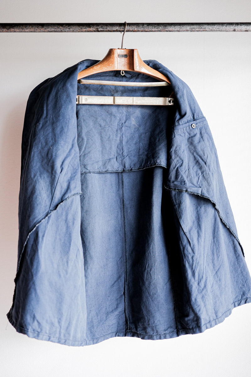 [~40's] เสื้อแจ็คเก็ตผ้าฝ้ายลาย Drillich Indigo ของกองทัพเรือเยอรมัน "Kriegsmarine"