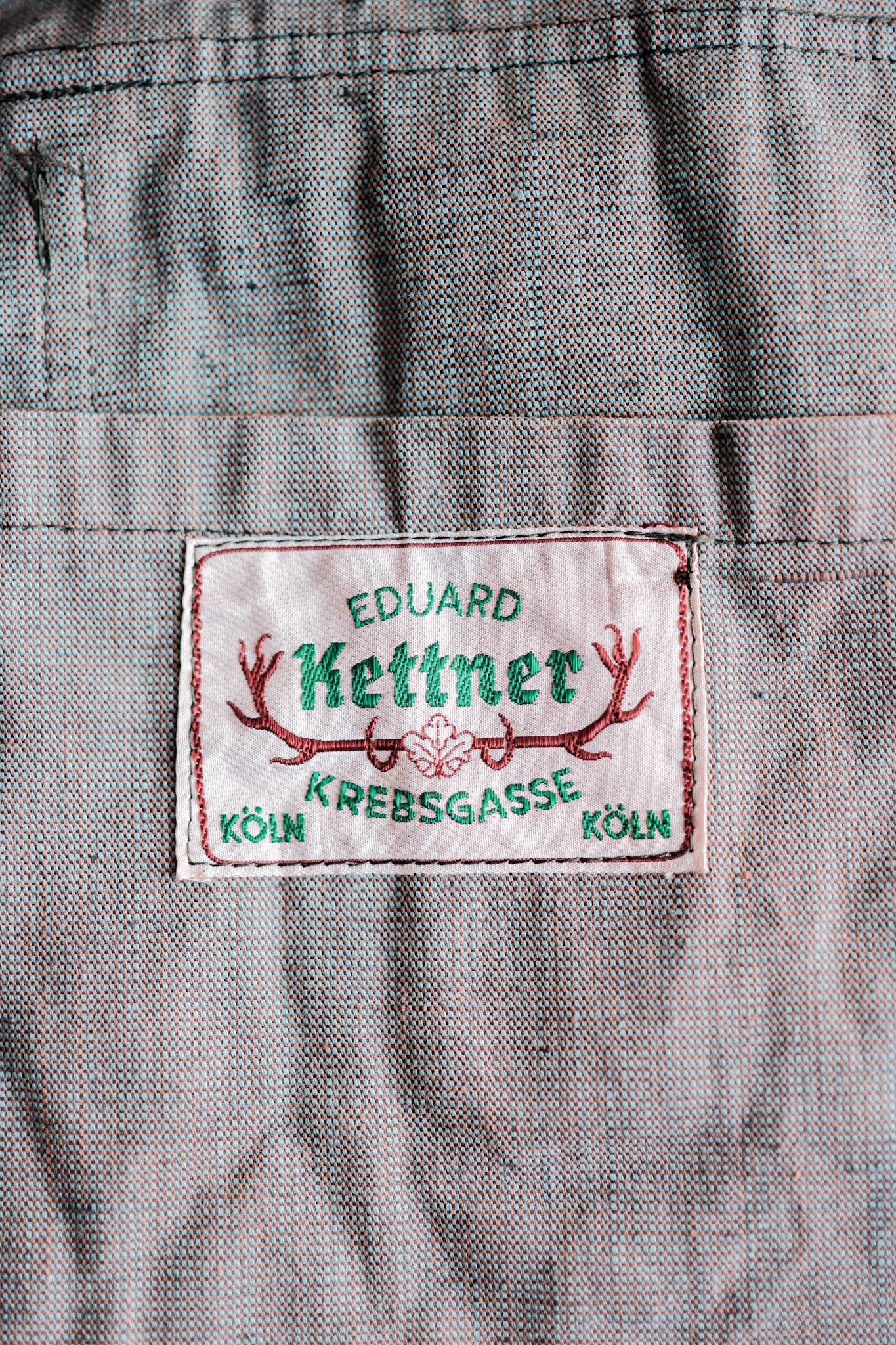 [~ 40's] German Vintage Green Chambray 4 กระเป๋าเสื้อแจ็คเก็ตงาน“ Dead Stock”