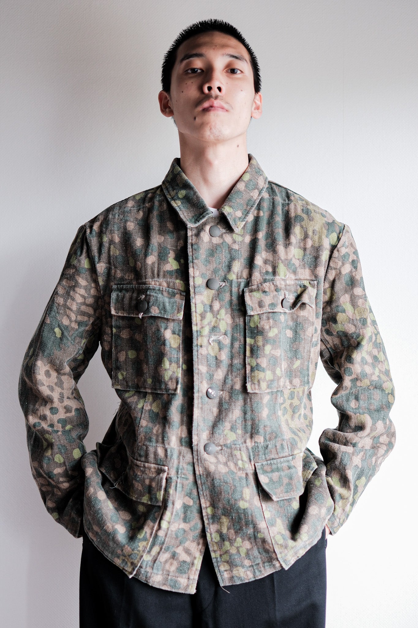 00's】German Waffen-SS Type Pea Dot Camouflage M44 HBT Field Jacket 