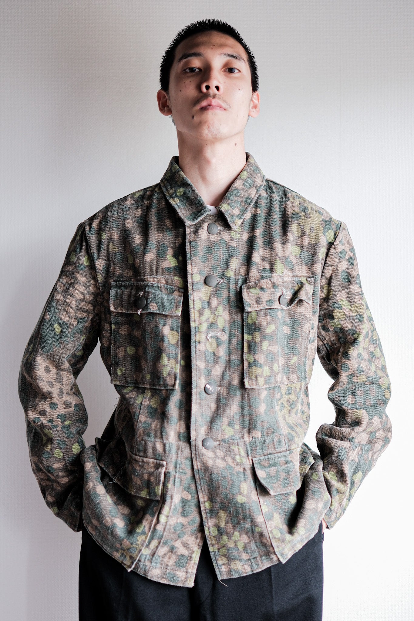 【~00's】German Waffen-SS Type Pea Dot Camouflage M44 HBT Field Jacket "Reproduction"