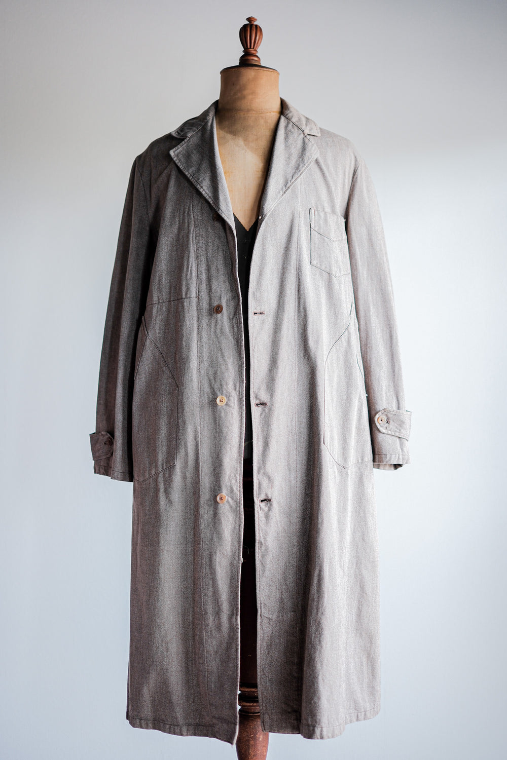 【~40's】French Vintage Brown Chambray Atelier Coat “Dead Stock”