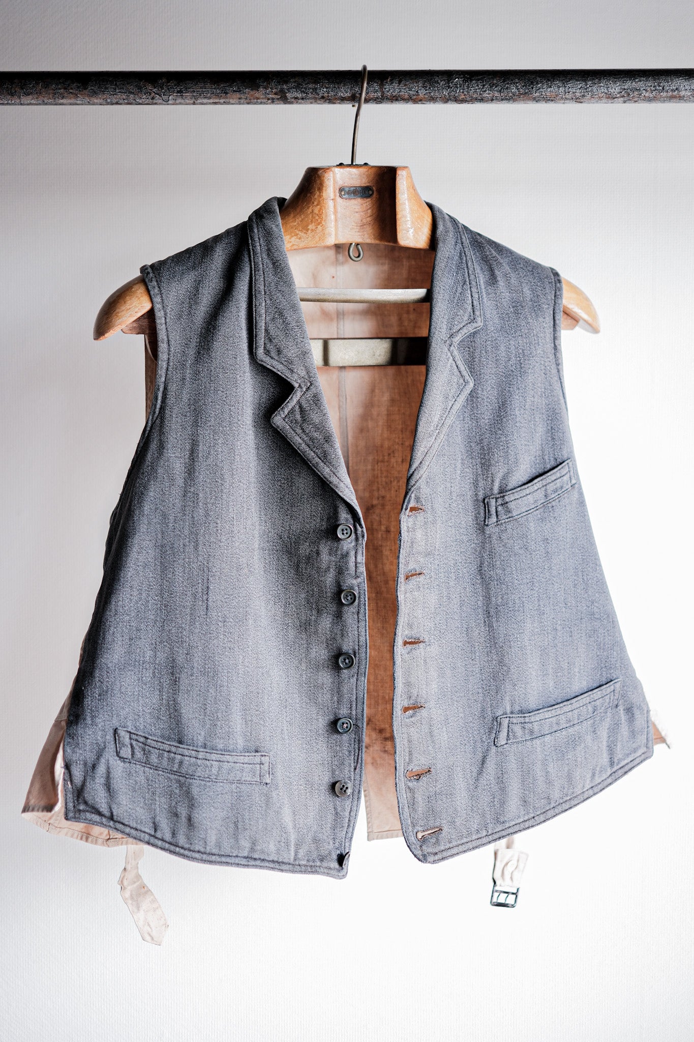 ［~30's］French Vintage Salt & Pepper Cotton Work Gilet