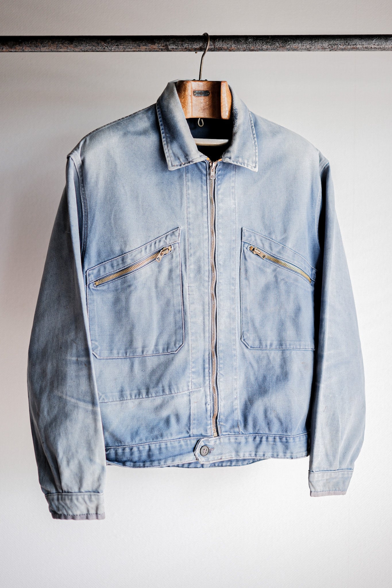 【~50’s】French Vintage Blue Cotton Twill Cyclist Jacket "Adolphe Lafont"