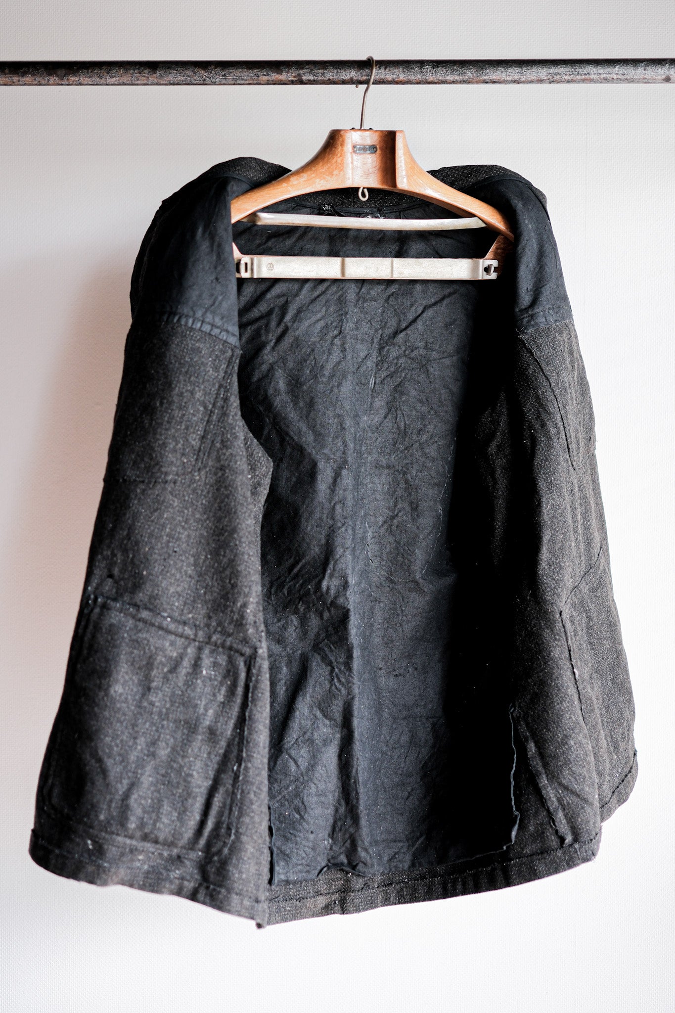 [~30 年代] 法國復古灰色羊毛狩獵夾克，帶下巴帶“Boro”