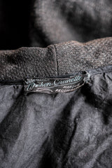 [~30's] French Vintage Grey Wool Hunting Jacket With Chin Strap "Boro"