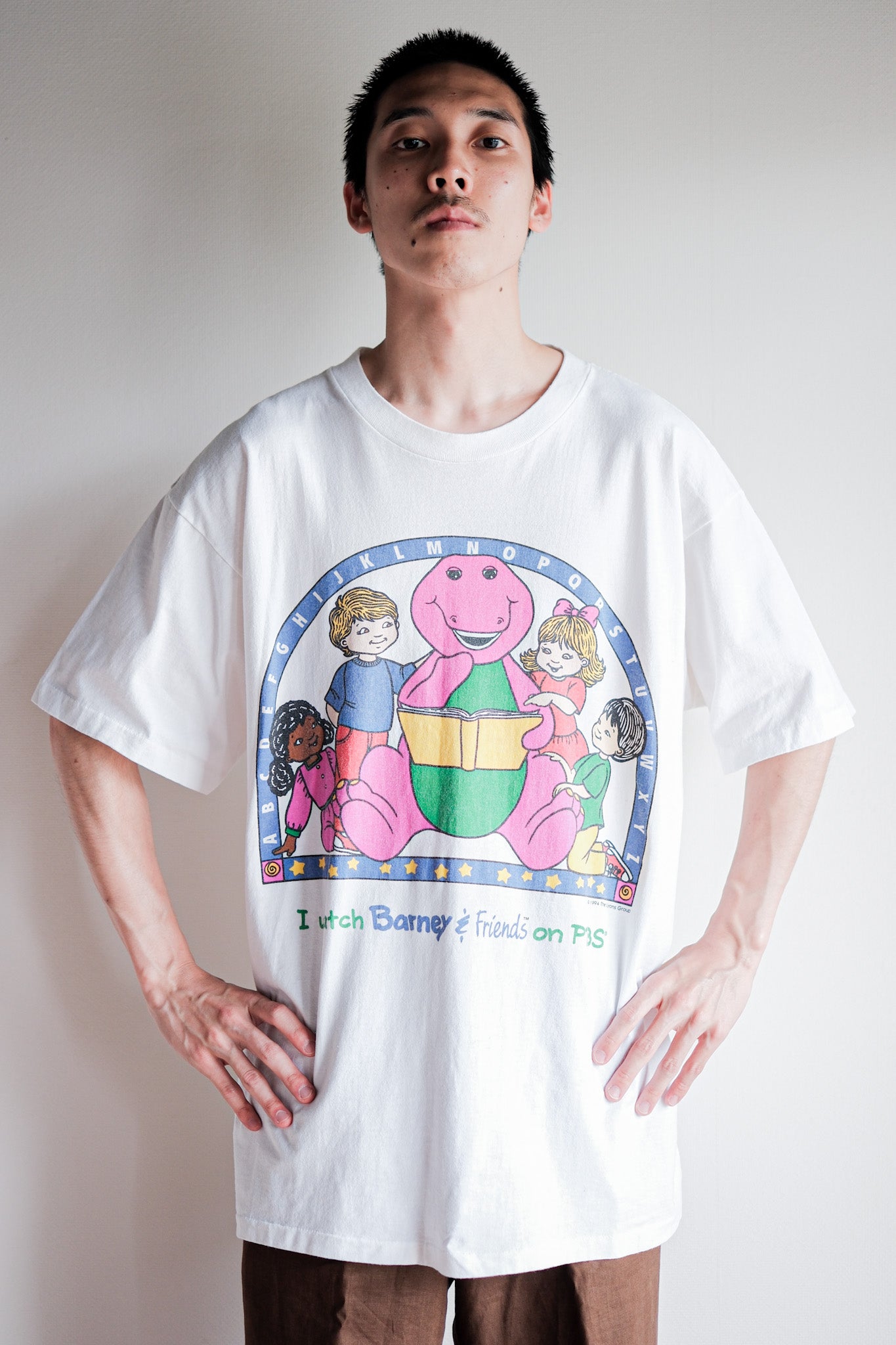 【~90's】Vintage TV Print T-shirt Size.XL "Barney & Friends" "Made in U.S.A."