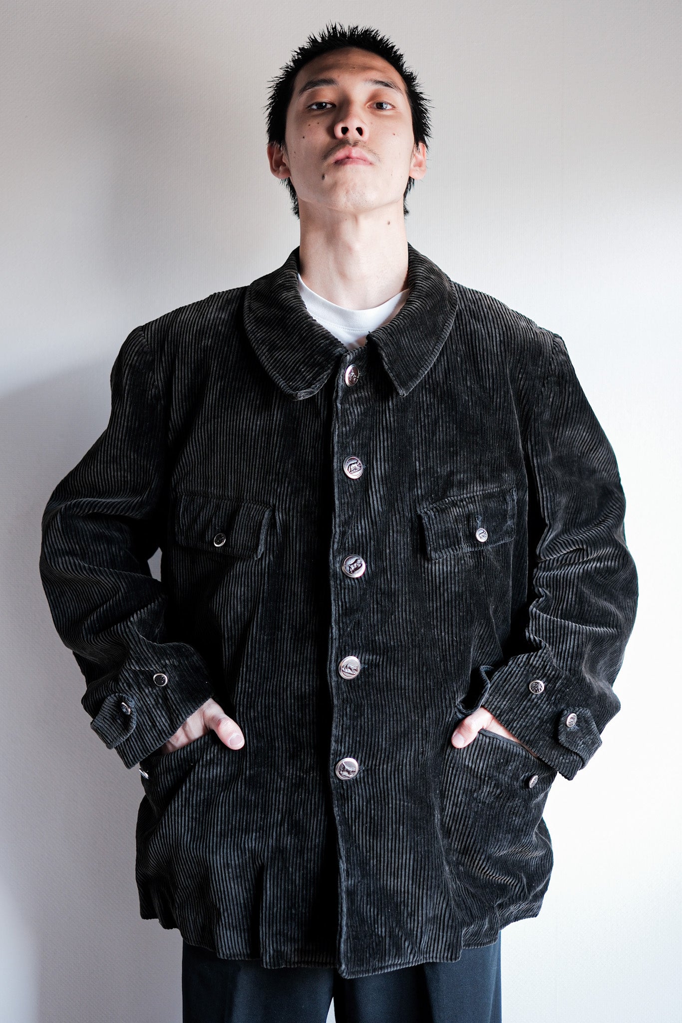 40's］French Vintage Dark Brown Corduroy Hunting Jacket 