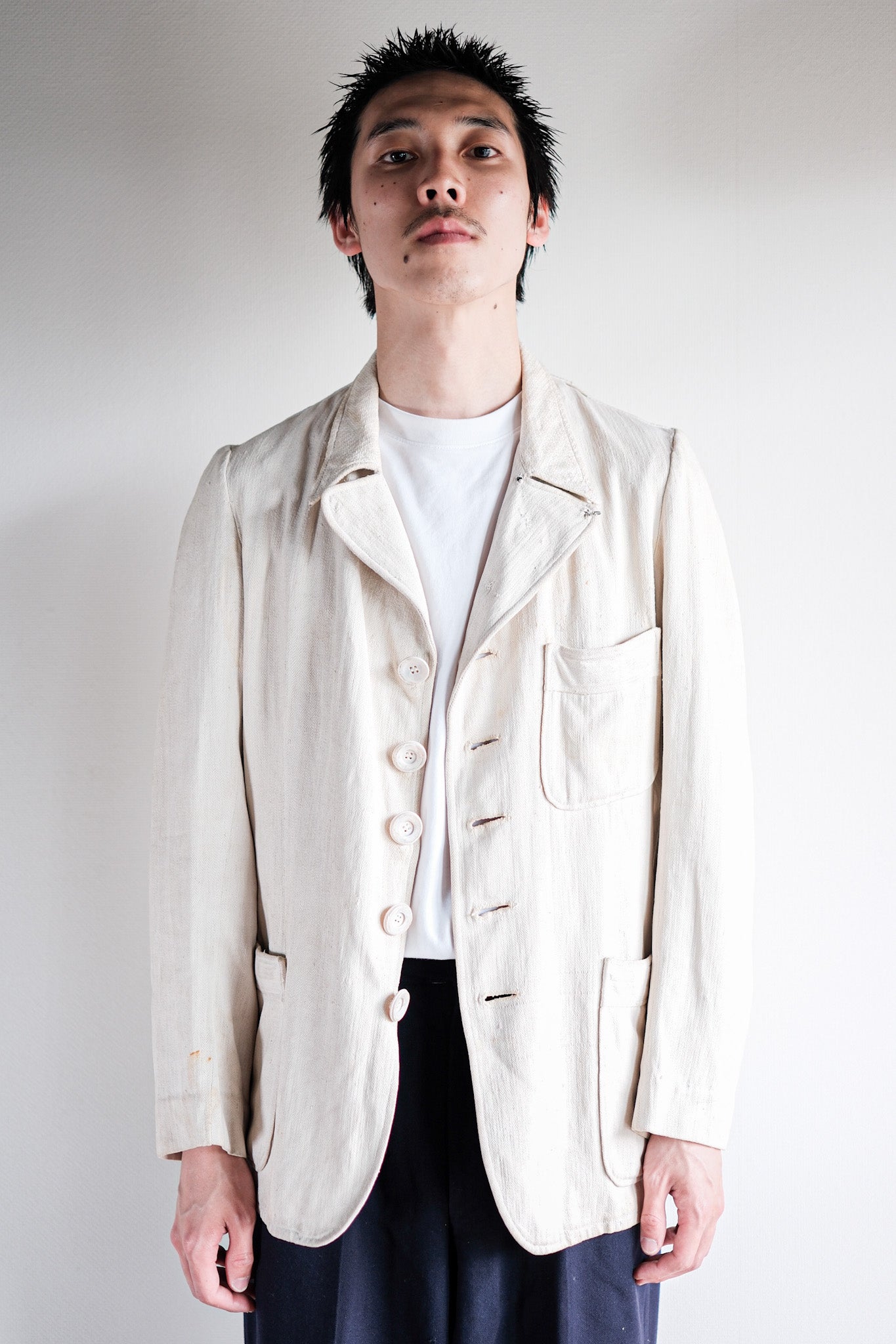［~30's］German Army Drillich HBT Linen Jacket "Unusual Pattern"