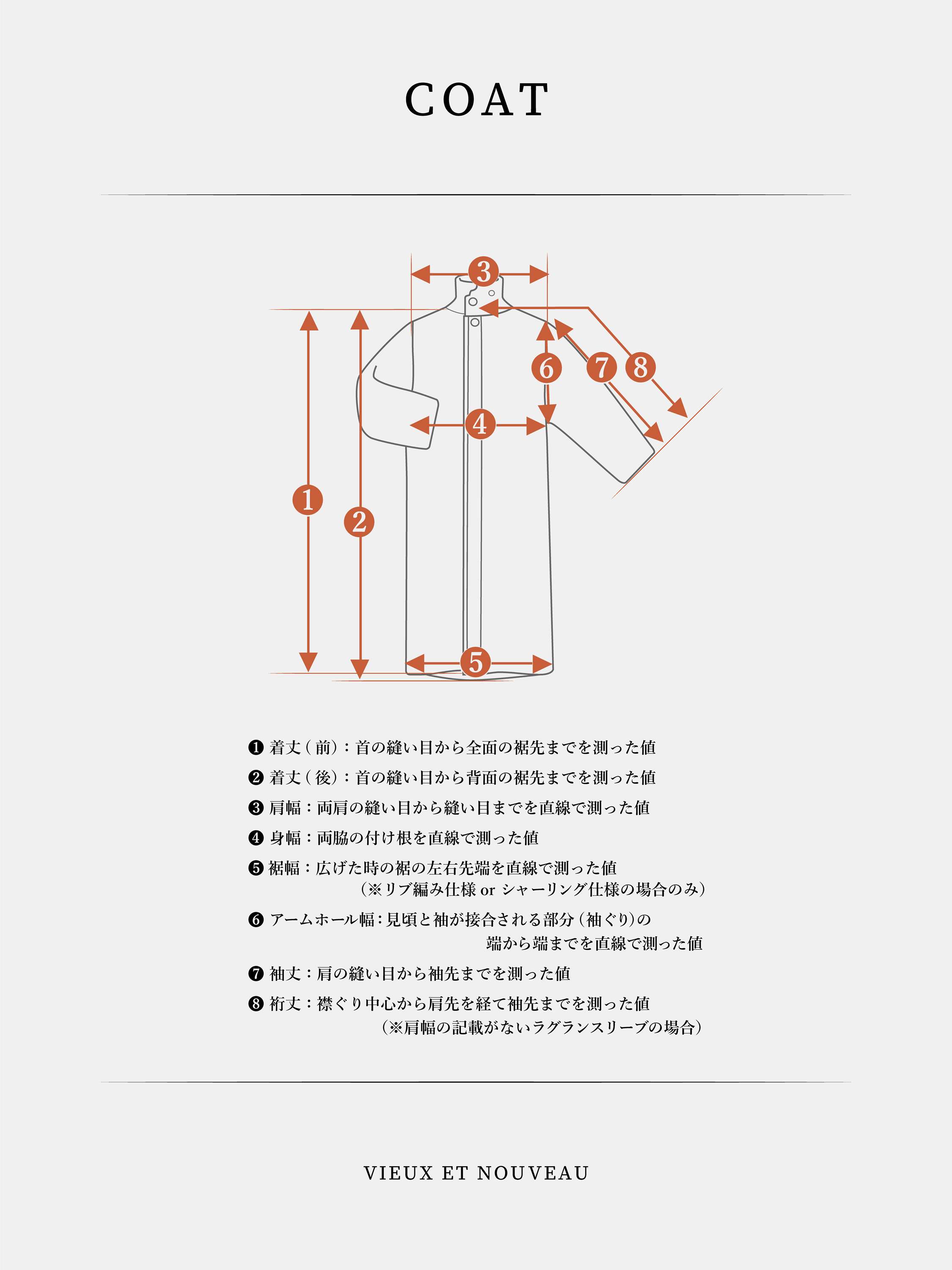 COAT size guide diagram