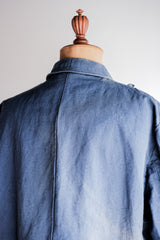 [~40's] เสื้อแจ็คเก็ตผ้าฝ้ายลาย Drillich Indigo ของกองทัพเรือเยอรมัน "Kriegsmarine"
