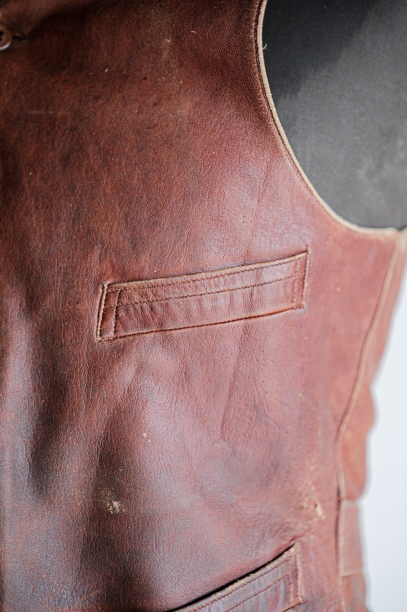 [~ 50's] French Vintage Brown Leather Work Gilet