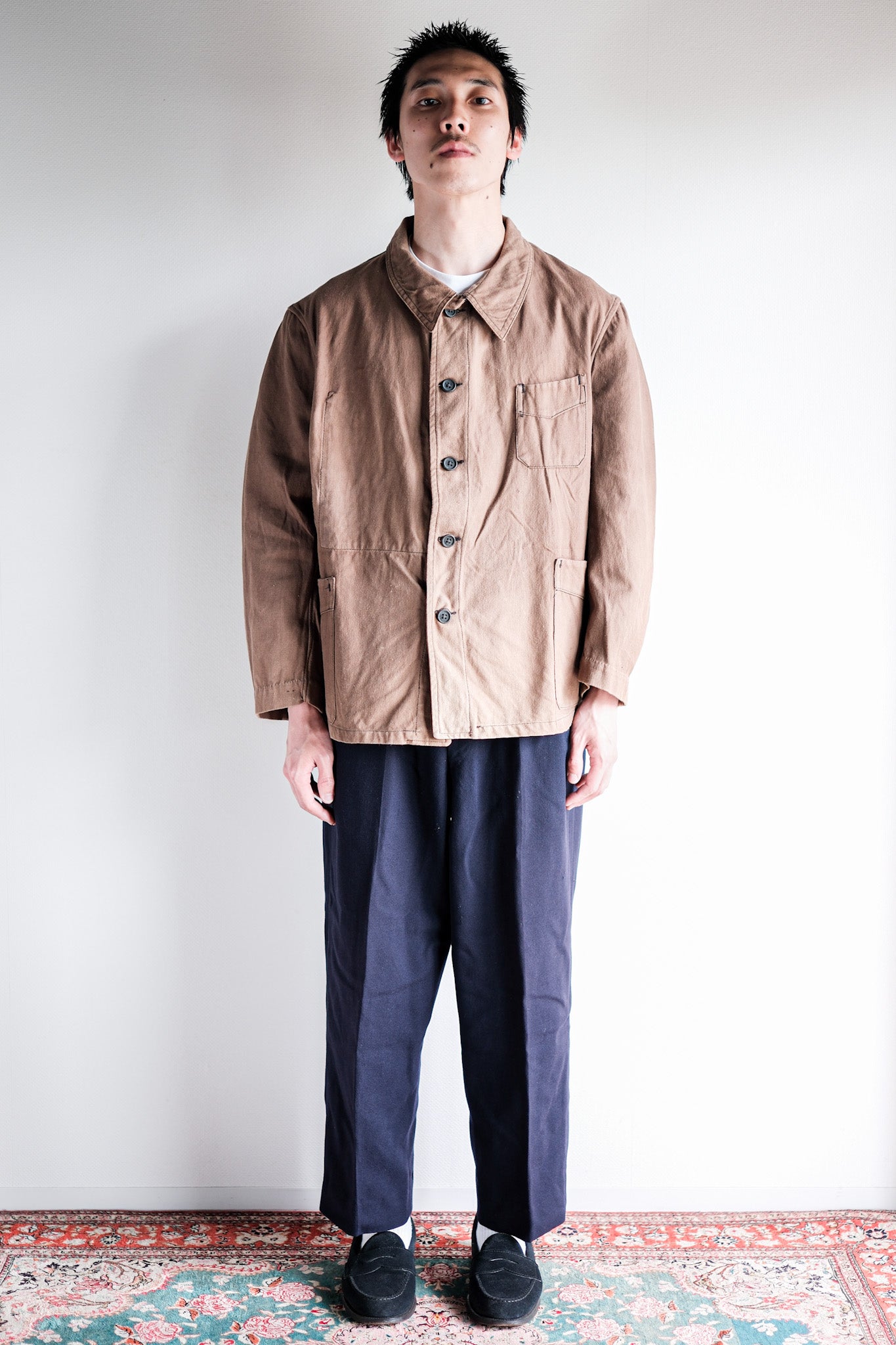 【~40's】French Vintage Brown Cotton Twill Work Jacket
