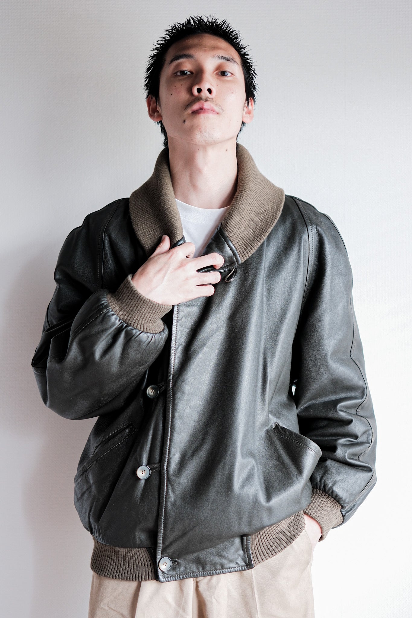 ［~80’s］Old Christian Dior Shawl Collar Leather Blouson Size.50