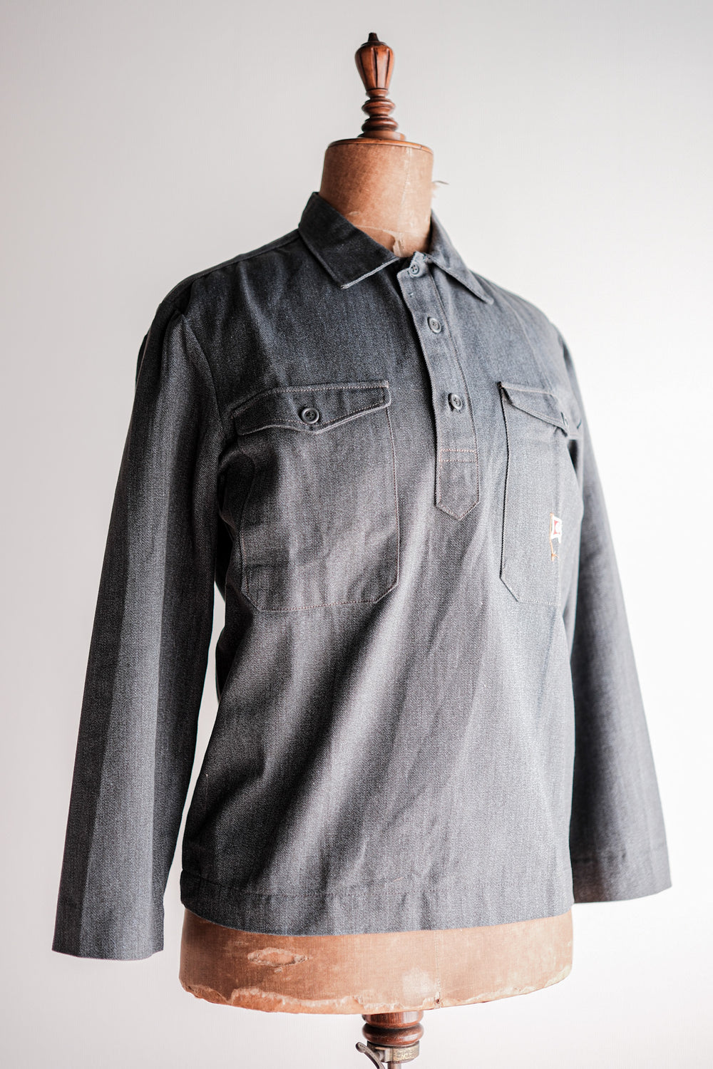 ［~50's］Europe Vintage Salt & Pepper Cotton Smock "Dead Stock"