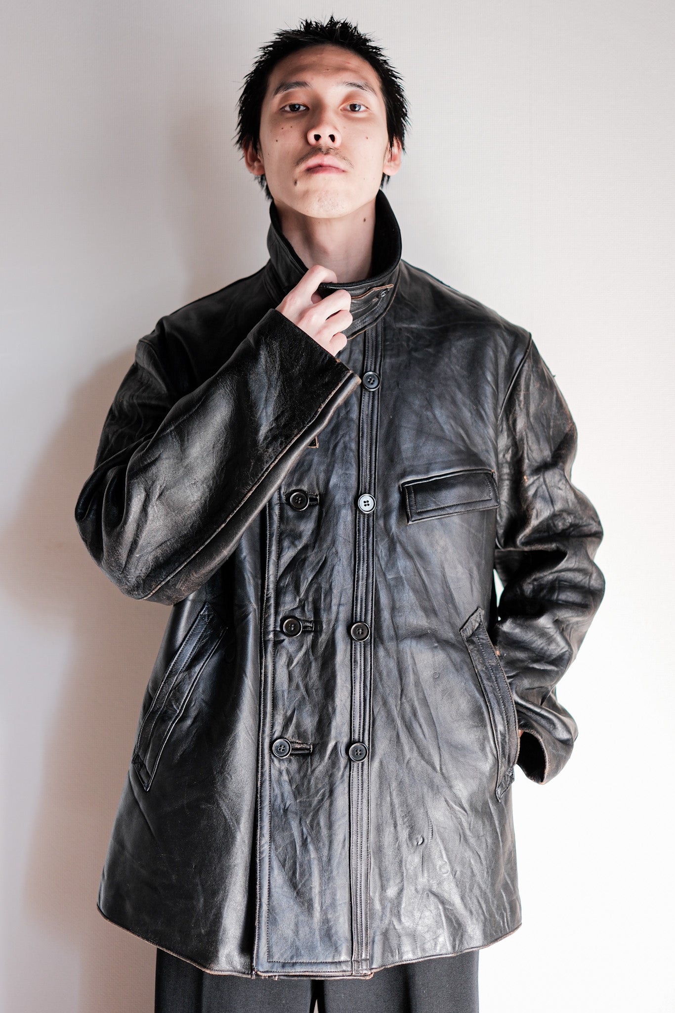 ＊商品説明French Work Leather Jacket Black Vintage