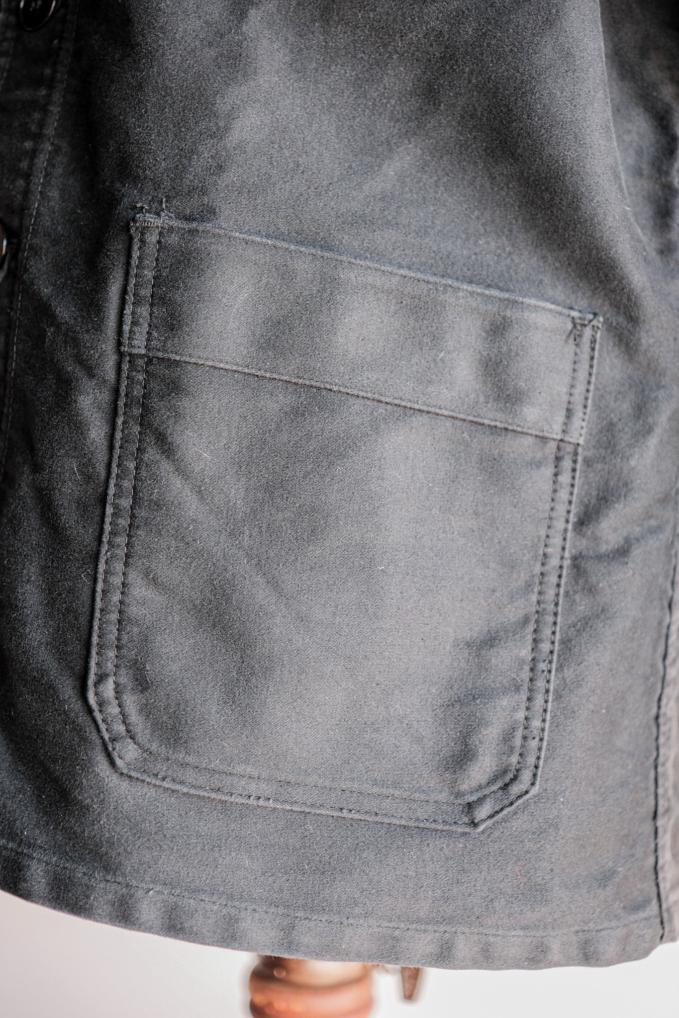 【~60's】French Vintage Black Moleskin Work Jacket "Le Mont St. Michel"