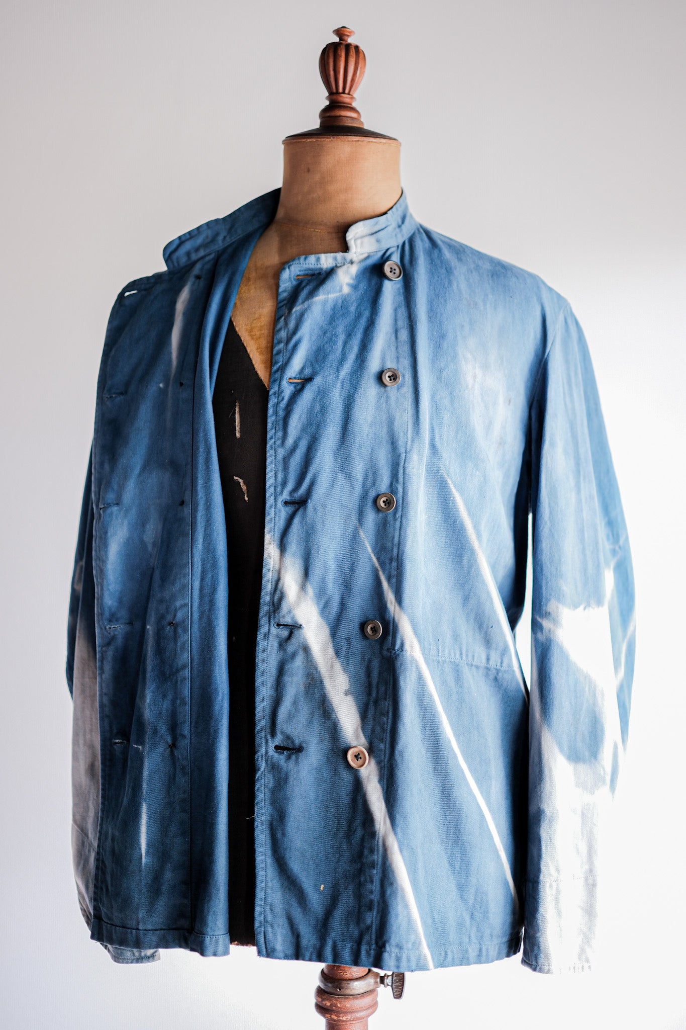 Veste de travail à double poitrine en coton indigo "Karim Hadjab" "4 Seasons"
