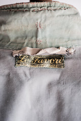 [~ 50's] ผ้าใบผ้าใบผ้าใบสีเขียววินเทจฝรั่งเศสกับสายรัดคาง "การเย็บปะติดปะต่อกัน"