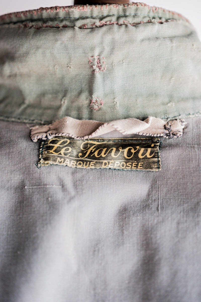 [~ 50's] ผ้าใบผ้าใบผ้าใบสีเขียววินเทจฝรั่งเศสกับสายรัดคาง "การเย็บปะติดปะต่อกัน"
