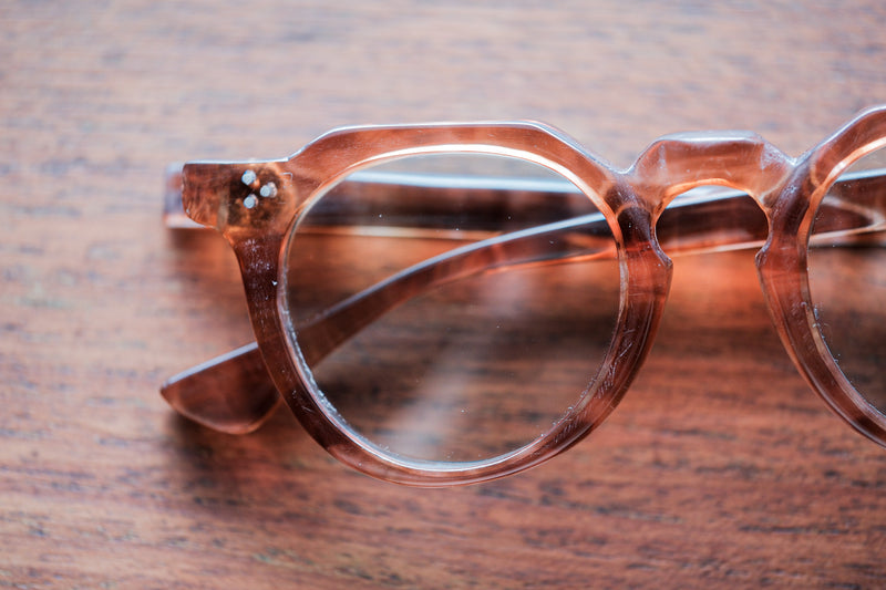 【~40’s】French Vintage Crown Panto Celluloid Frame "3 Dots"