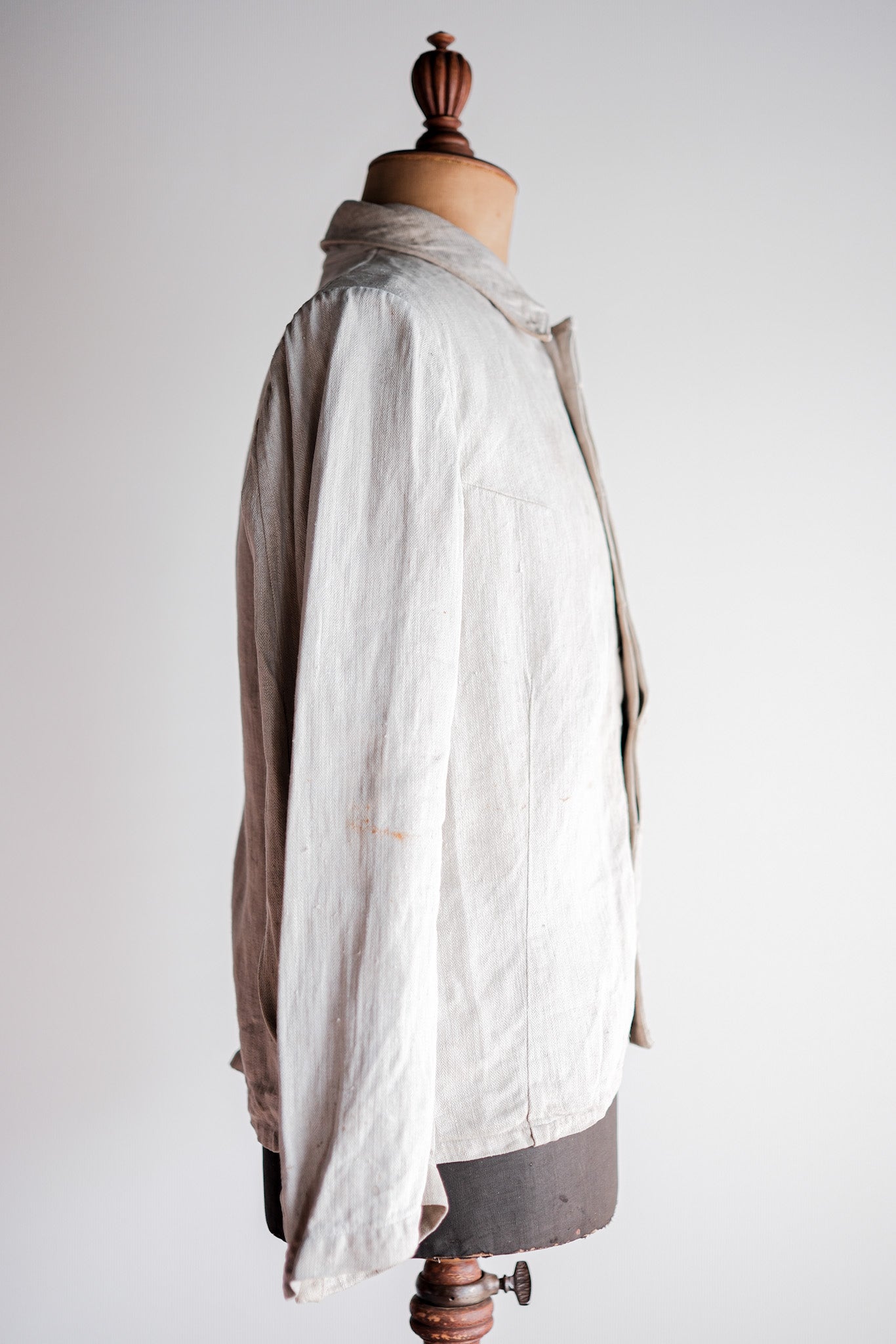 【~40's】German Air Force Drillich HBT Linen Jacket With Chin Strap "Luftwaffe"