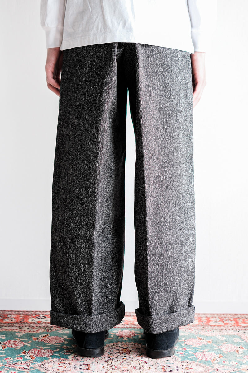 [~ 30's] French Vintage Black Chambray Work Pants "Dead Stock"