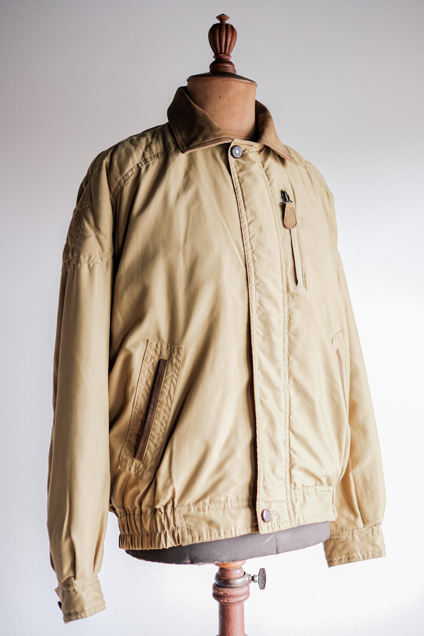 ［~80's］Old Yves Saint Laurent Nylon Quilting Blouson With Chin Strap "Pour Homme"
